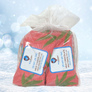 Holiday Gift Bag Delta 9 - 25mg Chocolate Squares - 6 Pack